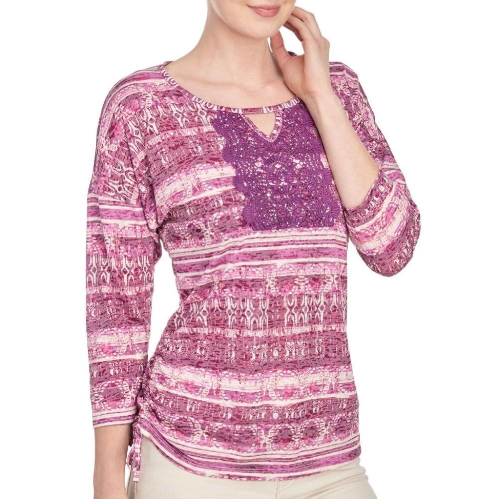 Purple 3/4 sleeve zoe Ikat top NWT